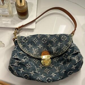 Louis Vuitton Blue and Brown DENIM Shoulder Bag